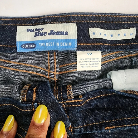 Old Navy Womens Denim Jean Western Pencil Blue Dark Wash Front Slit Skirt, sz 12 - Picture 2 of 6